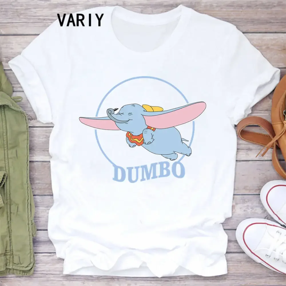 Fly Dumbo Kawaii T-shirt Women Harajuku Aesthetics Cute White Tops Casual Tshirt Print New Summer Fashion Y2k Female T Shirt