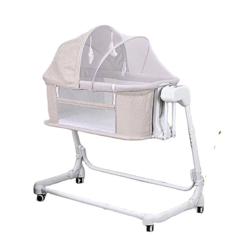 Adjustable Height  Bedside Sleeper Crib Baby Crib Bassinet for Infant with Remote Control Rocking Baby Swing Bed Electric