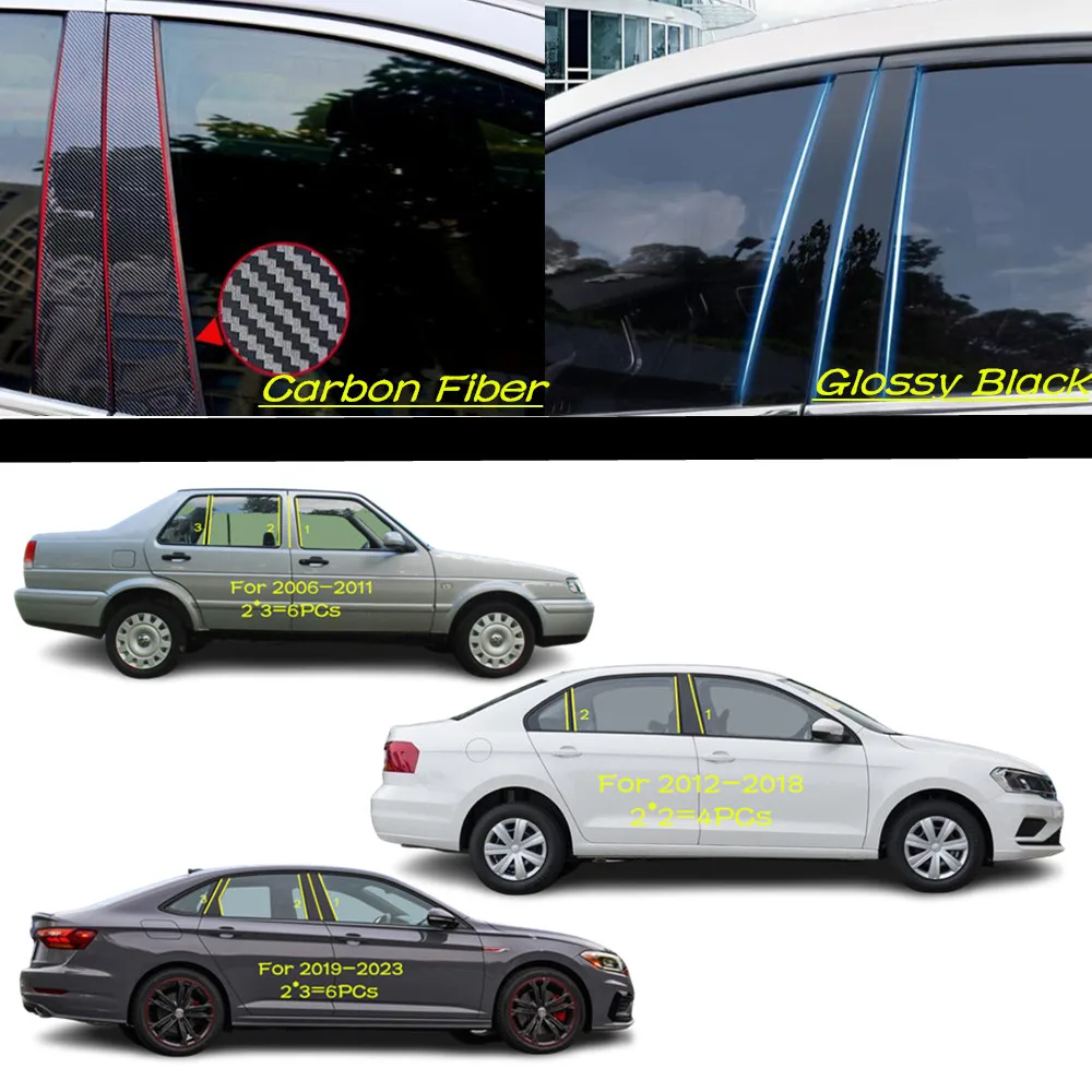 

Car PC Material Pillar Post Cover Door Trim Window Molding Sticker Plate Accessories For Volkswagen VW Santana Jetta 2006-2023