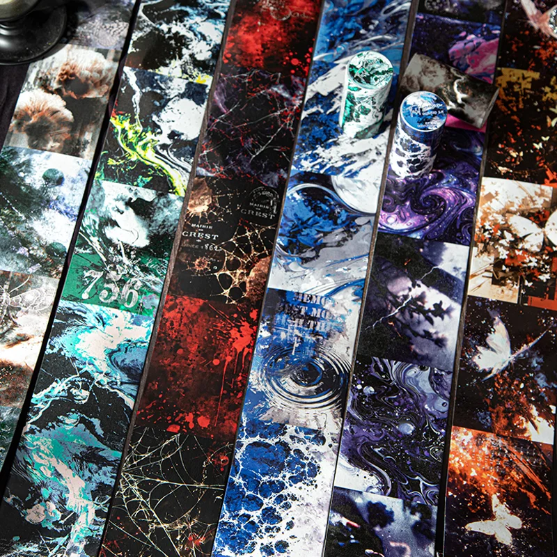 1ロール ゴシックスタイル和紙テープ 200cm、ジャーナル、スクラップブック、フォトフレーム、スマホケースの装飾用ダーク系背景、Mr.paper