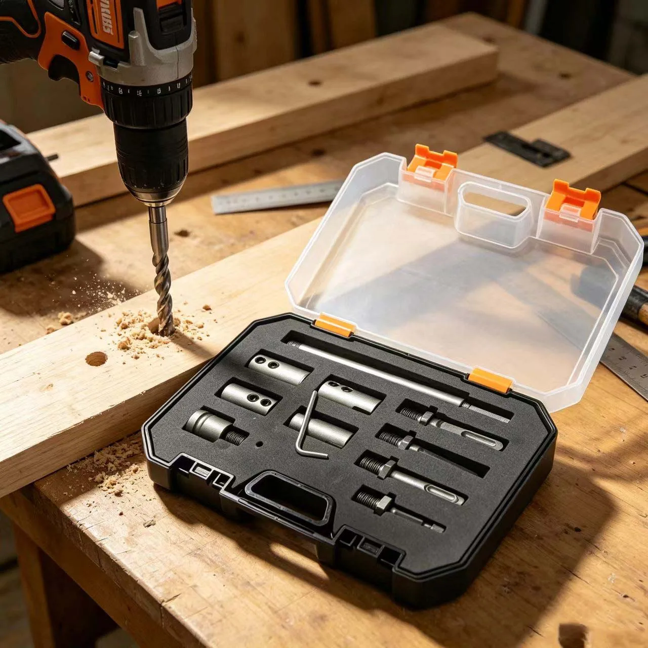 Professional Extension Rod Set For Electric Tools Featuring 1/2in Drive And Multiple Shank Types For DIY