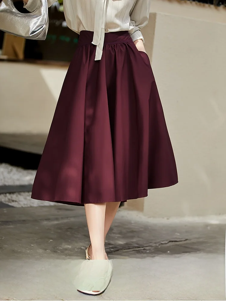 

Элегантная женская юбка миди с высокой талией, А-силуэта, плиссированная, в пол, для офиса, весенняя коллекция