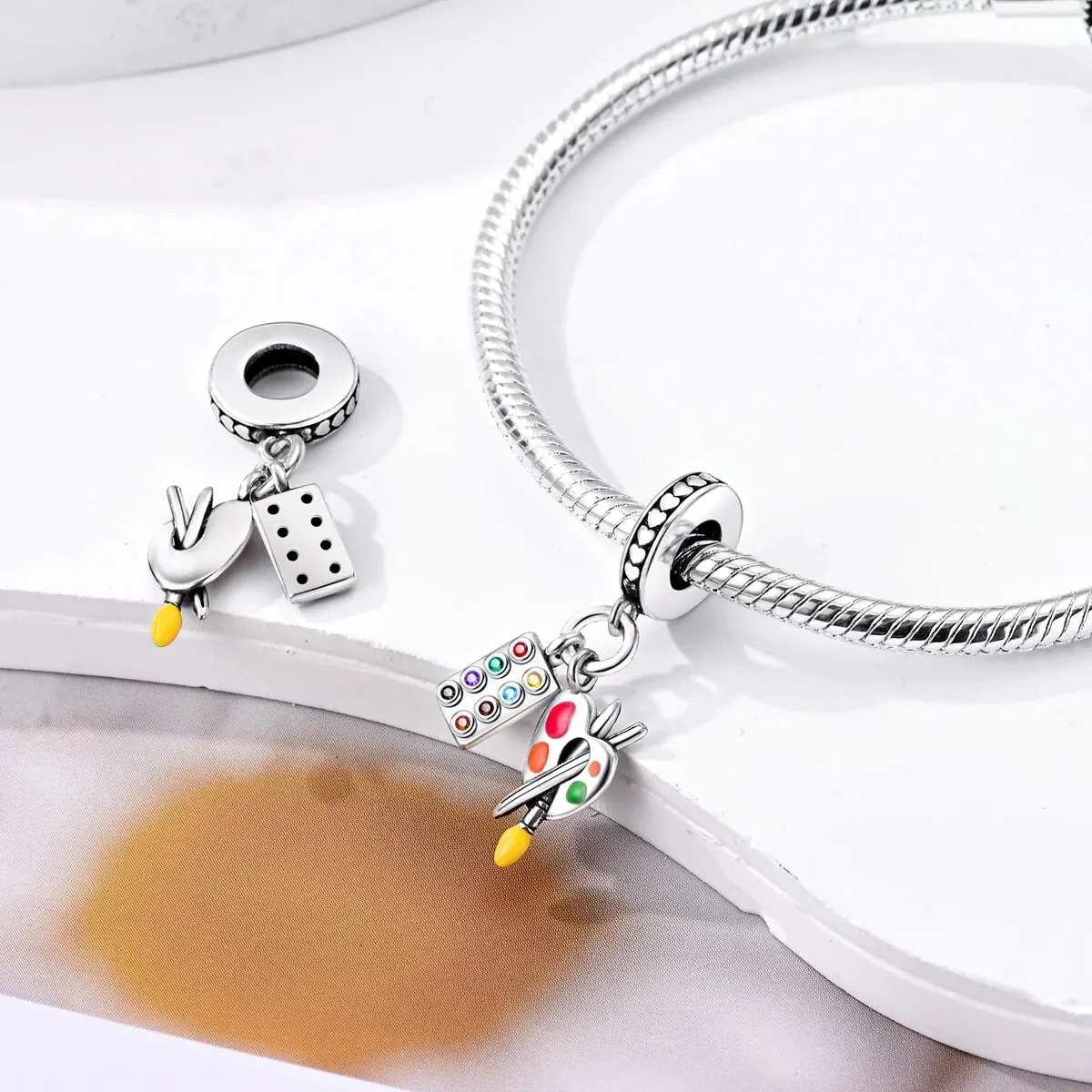 MULA 1PC Silver Plated Dangle Charms Flower Cat Pendants Fit Original Beads Making Fashion Jewelry