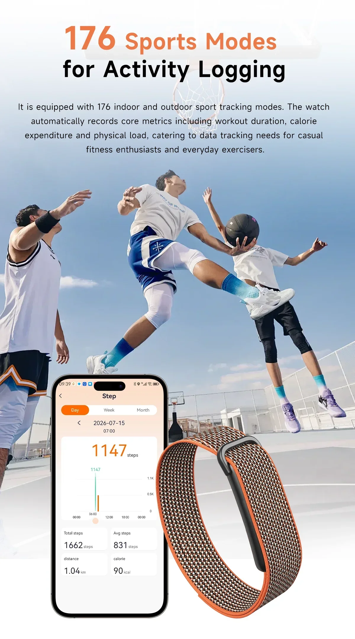 VWAR AIR Bildschirmloses Smart-Band Fitness-Tracker KI-Gesundheitsanalyse Blutsauerstoff 10m Wasserdicht 176 Sportarten Ultra-Leichtes Smart-Band – Detail 7
