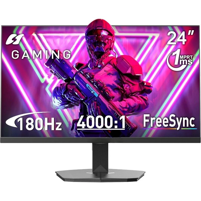 

24 Inch Gaming Monitor 180Hz 1Ms FreeSync HDR 110% sRGB FHD 1080P DP Ports Eye Care Frameless VESA Mount Cable Management