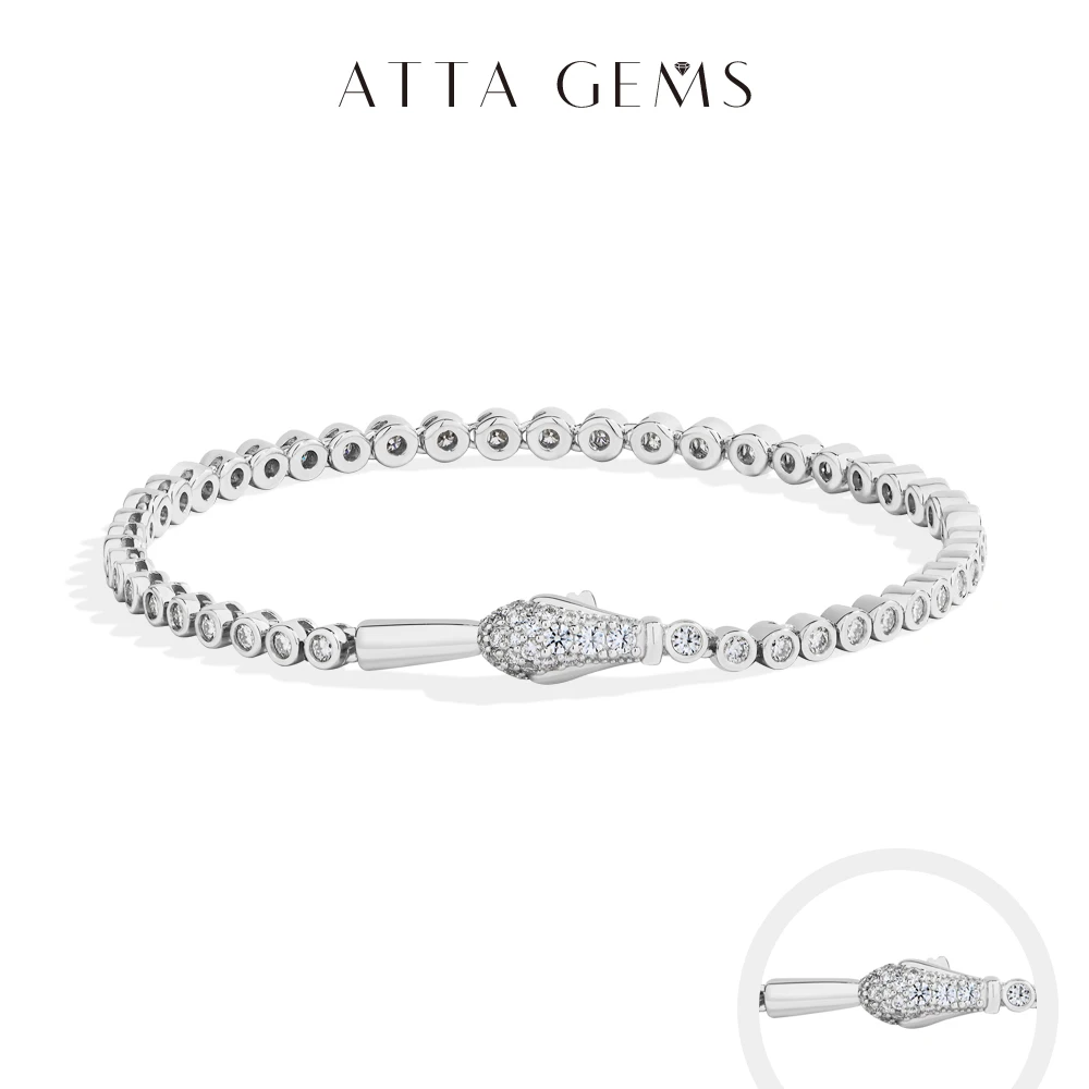 

ATTAGEMS оригинальные теннисные браслеты со змеиным замком, стерлинговое серебро S925, браслет из муассанита круглой огранки для женщин и мужчин, сертифицированные ювелирные изделия