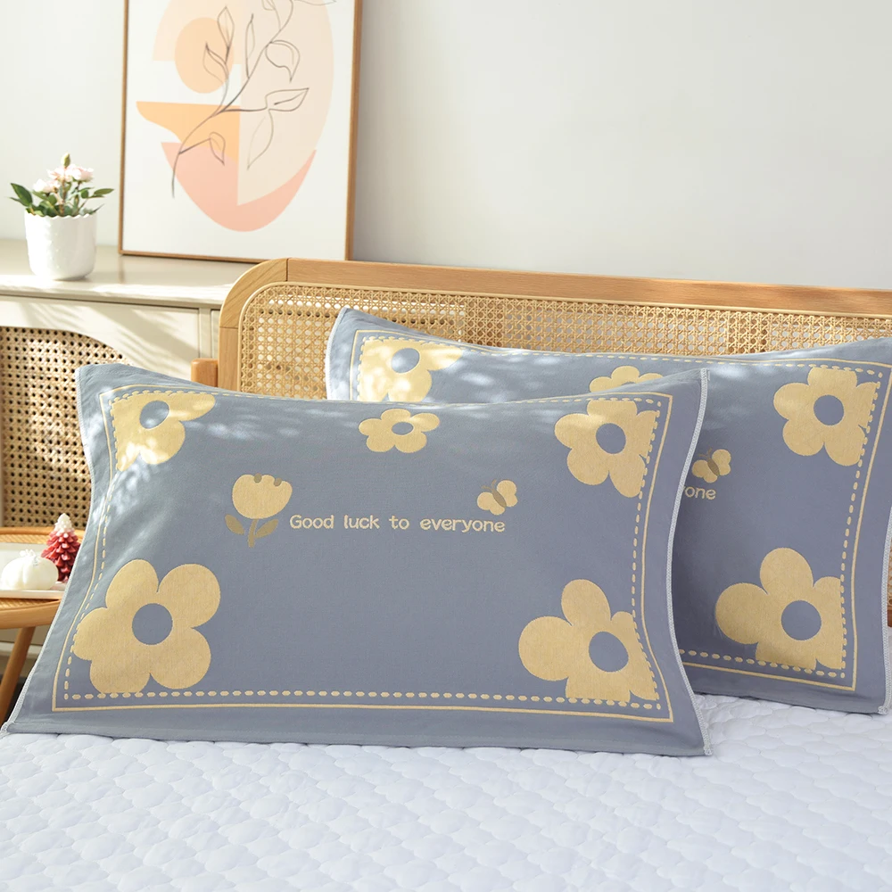 زوج من من المناشف المصنوعة من الشاش القطني الخالص، ومناشف جديدة ذات غطاء ناعم للبالغين عالية الكثافة، ومنزل من القطن غير قابل للانزلاق وجيد التهوية