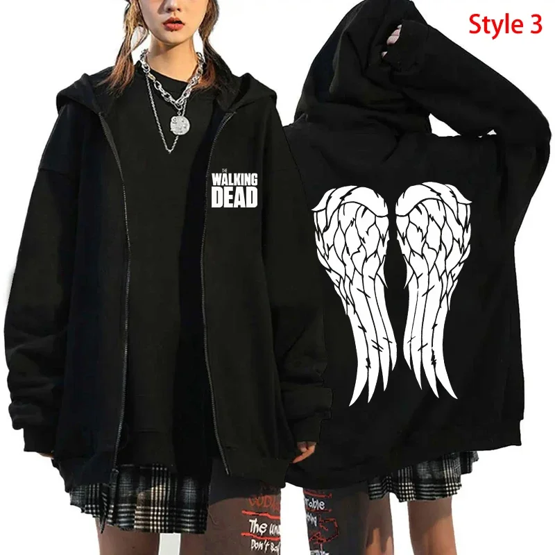 Új forró Távolbelátás Lá Séta Döglött Imprimé kelme hoodies Nők férfiak Csináltatás Cipzár kapucnis harajuku Pamut sportpulóver Csípő Fél lábon ugrál streetwear kabát Alvóhely