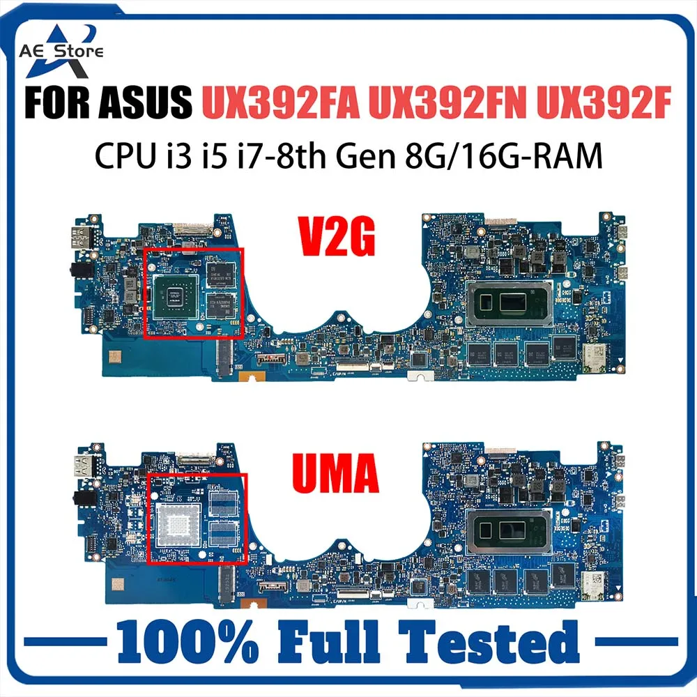 

Laptop Mainboard For ASUS ZenBook S13 UX392FA UX3000X UX392FN Computer Motherboard I3 I5 I7 8th Gen CPU MX150 UMA 8GB 16GB