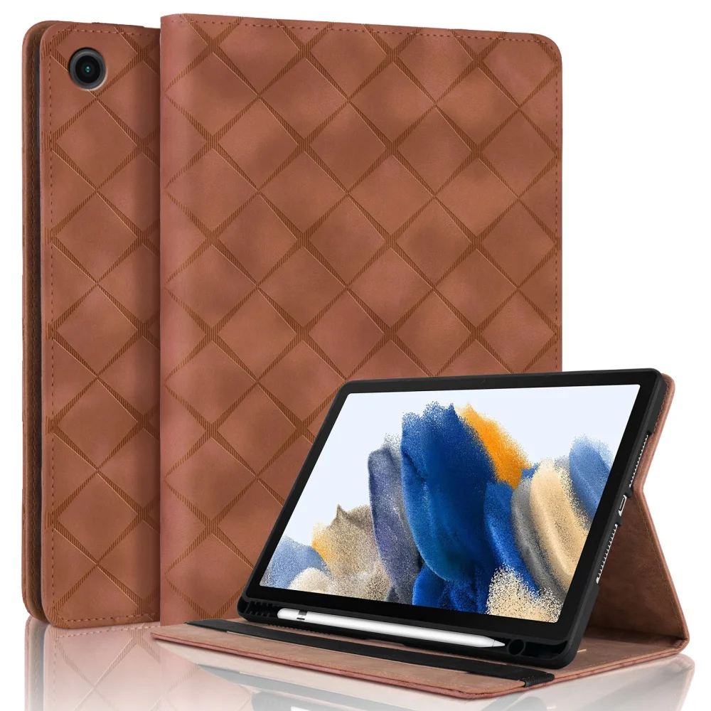 

For Samsung A9 Plus S6 Lite P610 Tab A8 10.5-inch leather diamond grid business flip cover tablet protective case