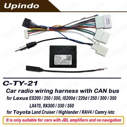 Car Radio Cable Connector Wiring Harness with CANBus for Toyota Land Cruiser RAV4 Highlander Camry Lexus JBL Audio Amplifier
