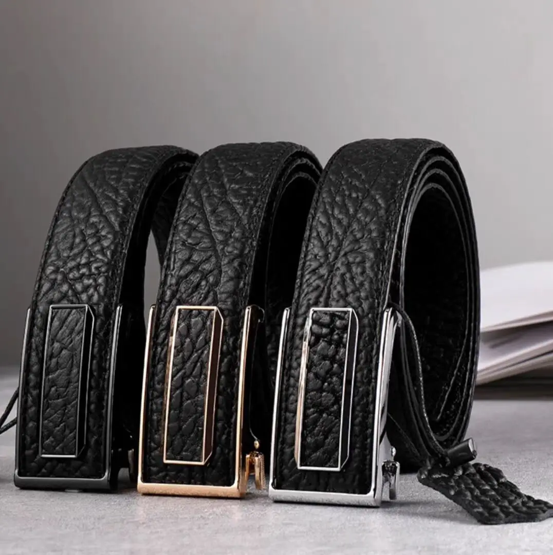 

Мужской ремень с узором из кожи буйвола, элитная классическая мода, ремень из воловьей кожи с автоматической пряжкой, универсальный трендовый ремень.