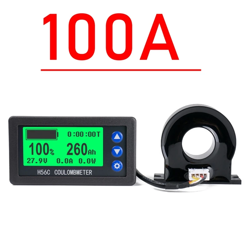 Battery Monitor Hall Coulomb Meter DC 8-100V Lifepo4 Lead-Acid Li-Ion Lithium Capacity Power Display