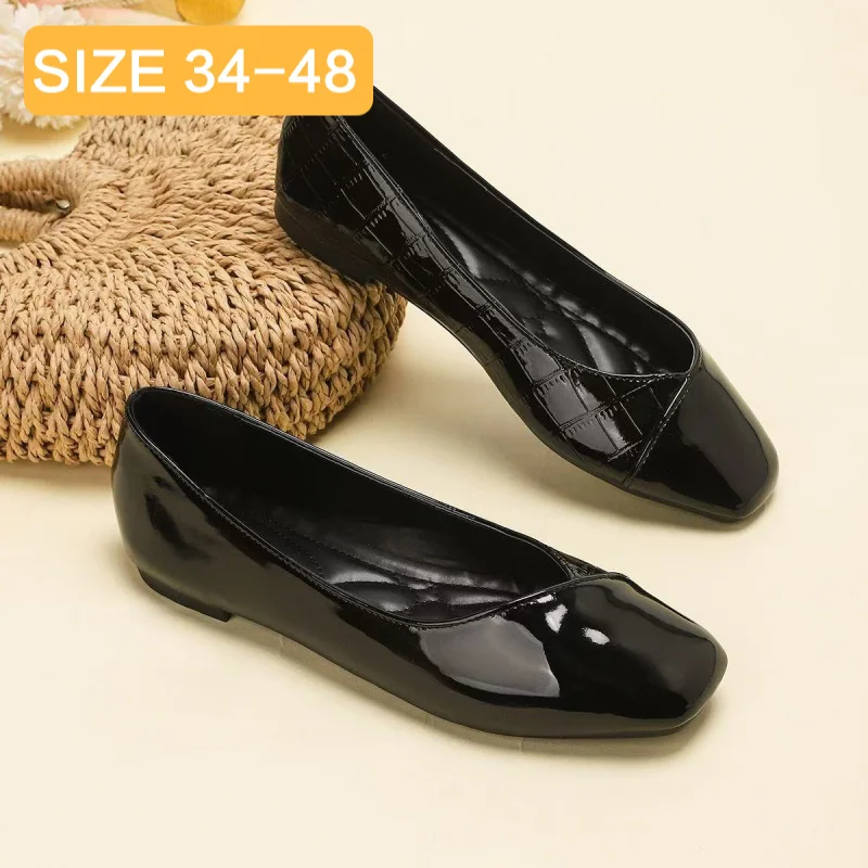 

Women's Patent Leather Heels Summer New French Pointed Toe Wine Red Professional Single Shoes Elegant Temperament Black