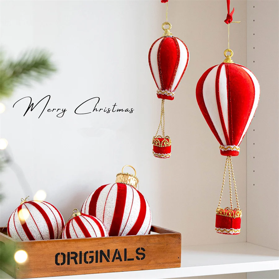 Christmas Decoration Red And White Foam Ball Hot Balloon Pendant Christmas Tree Decoration Pendant Christmas Scene Layout