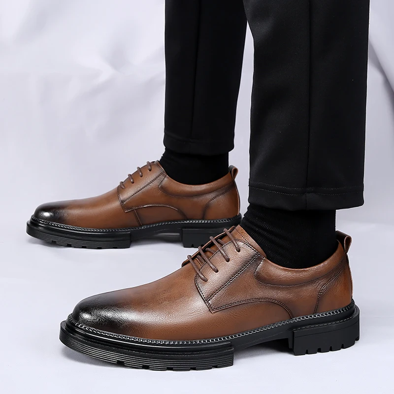 Zapatos formales de cuero para hombre, calzado de diseño minimalista a la moda para boda, fiesta al aire libre, Trabajo, Oficina, ocio, negocios, novedad