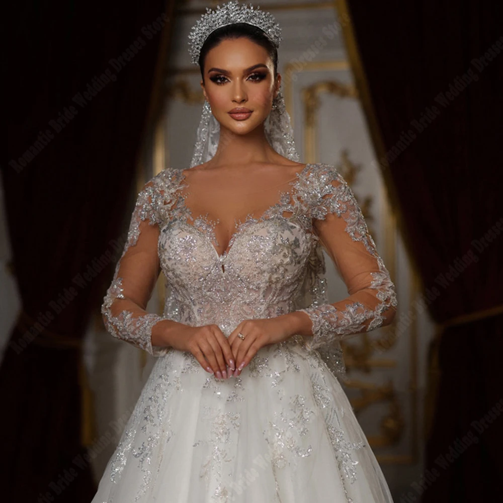 Robe de Mariée Trapèze en Dentelle à Paillettes Brillantes pour Femme, Imprimé Floral, Patients, Quelle que soit la Taille, Princesse, Éducative, 2025