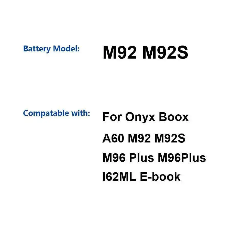 

E - аккумулятор для чтения книг 2500 мАч для Onyx Boox A60 M92 M92S, высокая производительность