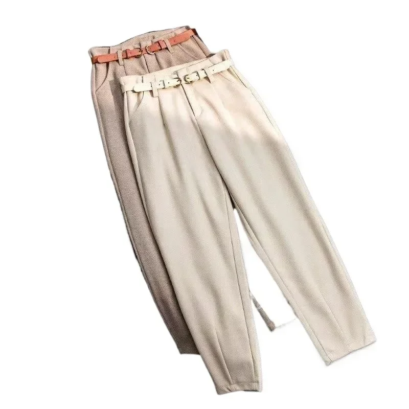 Spring Winter High Waist Pants Women Korean Style Women Trousers With Belted Slim Harem Pants Female Long Pants Y2k Clothes