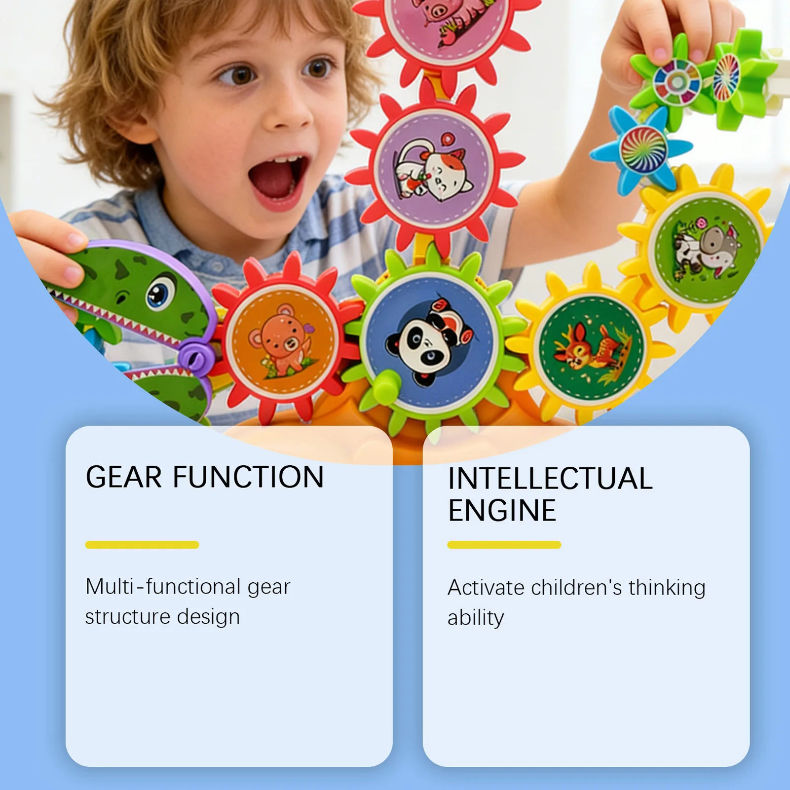ABS Plastic Building Blocks for Kids Educational Dinosaurs Electric Gear Toy STEM Learning Kit DIY Assembly Robot Gift