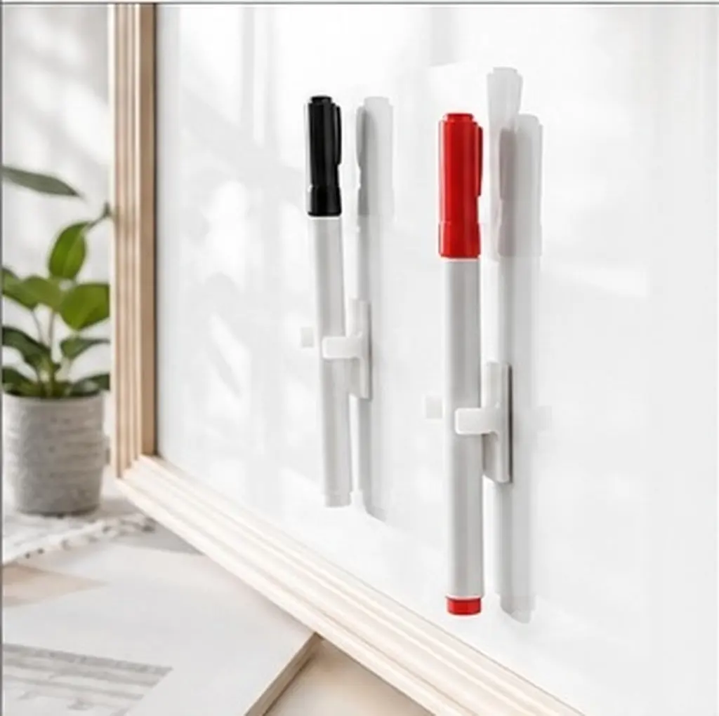 Whiteboard Pen Clips 50pcs Self-Adhesive Marker Holder for Office, Classroom, Fridge & Bulletin Board