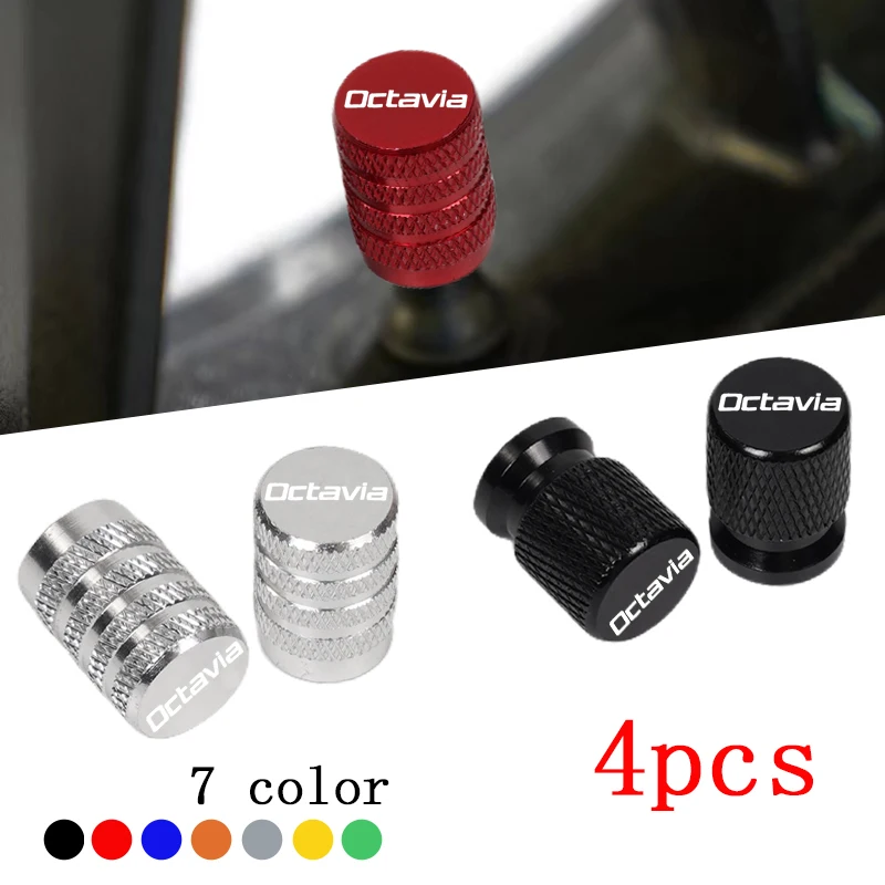 

4pcs Car CNC Aluminum Tire Valve Air Port Stem Cover Caps For Skoda Octavia 2 3 MK2 MK3 A4 A5 A7 VRS Accessories