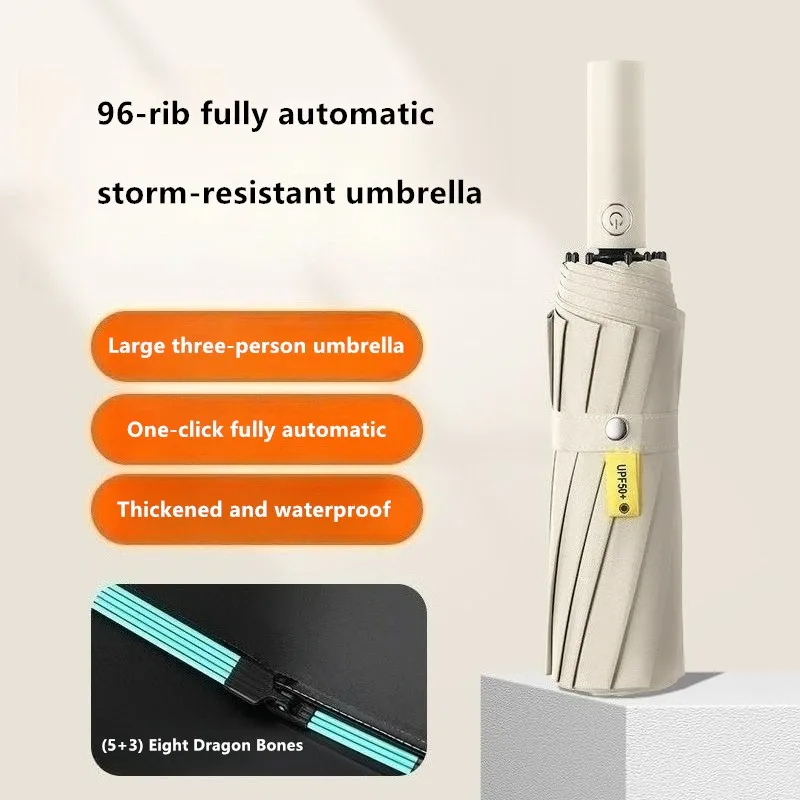 Automatic Large Size Sun Umbrella Rainproof and Sun-protective Dual-purpose Reinforced and Enlarged Design Car-mounted Umbrella