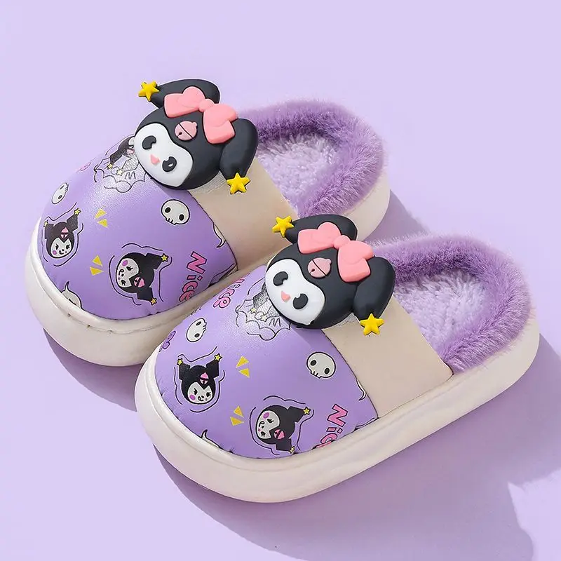 Sanrio Girl Slippers Winter Cartoon Keep Warm Water Proof Child Home Shoes Kuromi My Melody Kawaii Fashion New Cute Indoor Shoe