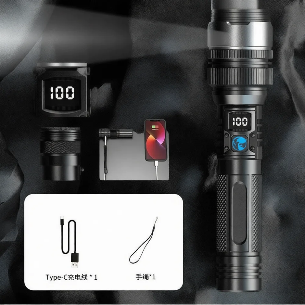 Portable Super Bright Hand Torch Usb Rechargeable Waterproof Flashlight Professional Lighting Tool For Night Fishing Camping