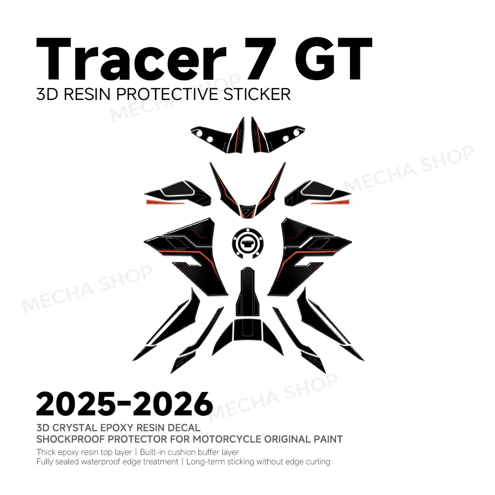 For Tracer 7 2025-2026 Tank Pad 3D Epoxy Resin Sticker Protective Kit