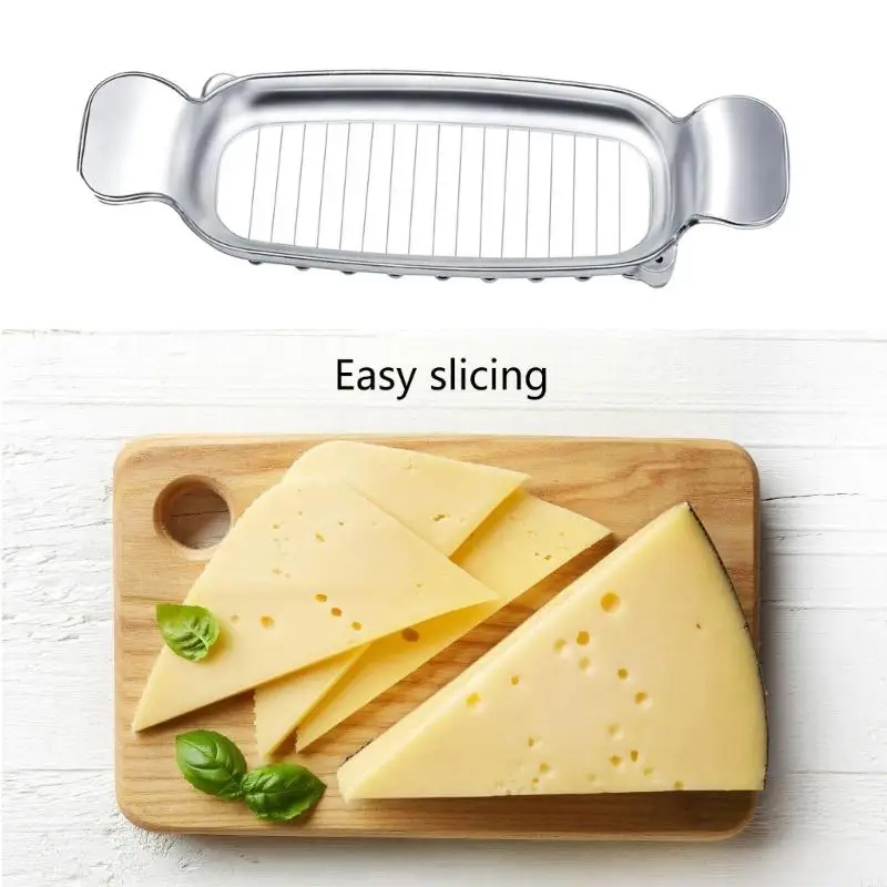 U2JC Cheese Slicer Butter Cheese Slicing Board Butter Cutter Stainless Steel Texture Butter Slicing Tool for Butter Cheese