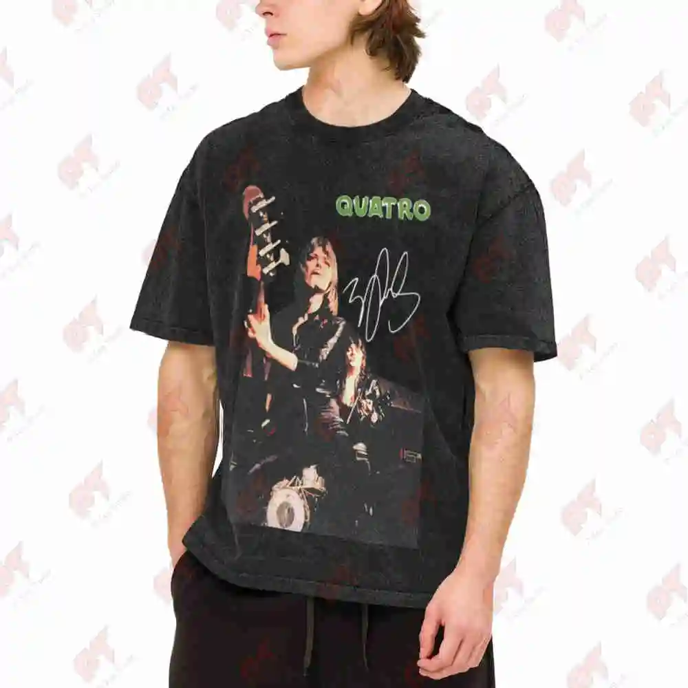 Suzi Quatro Guitarist Signature 2026 Vintage Washed Tee Pure Cotton T-Shirt