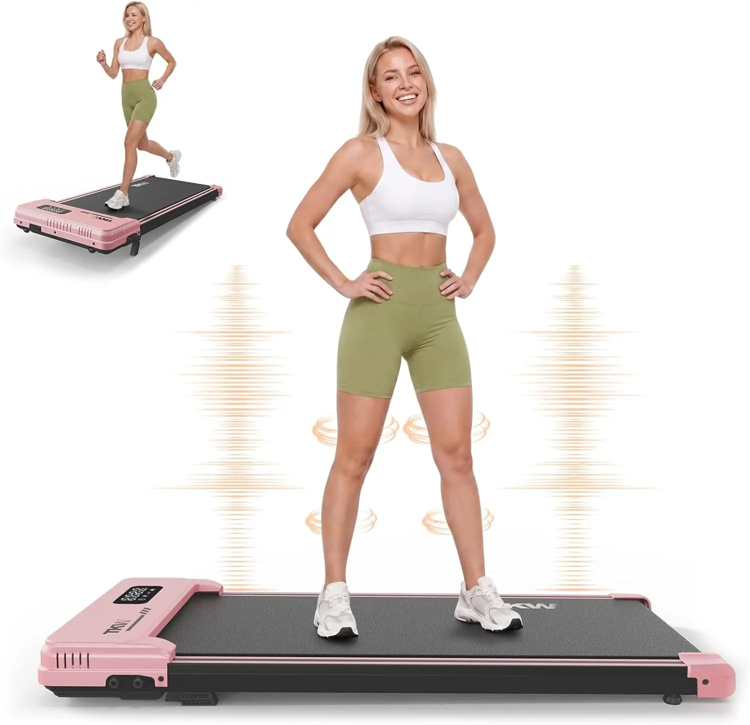 Incline Treadmill for Under Desk, 3-in-1 Compact Walking Pad with Vibration Plate, Portable Treadmill with Remote Control and LED Display for Home Gym Small Space