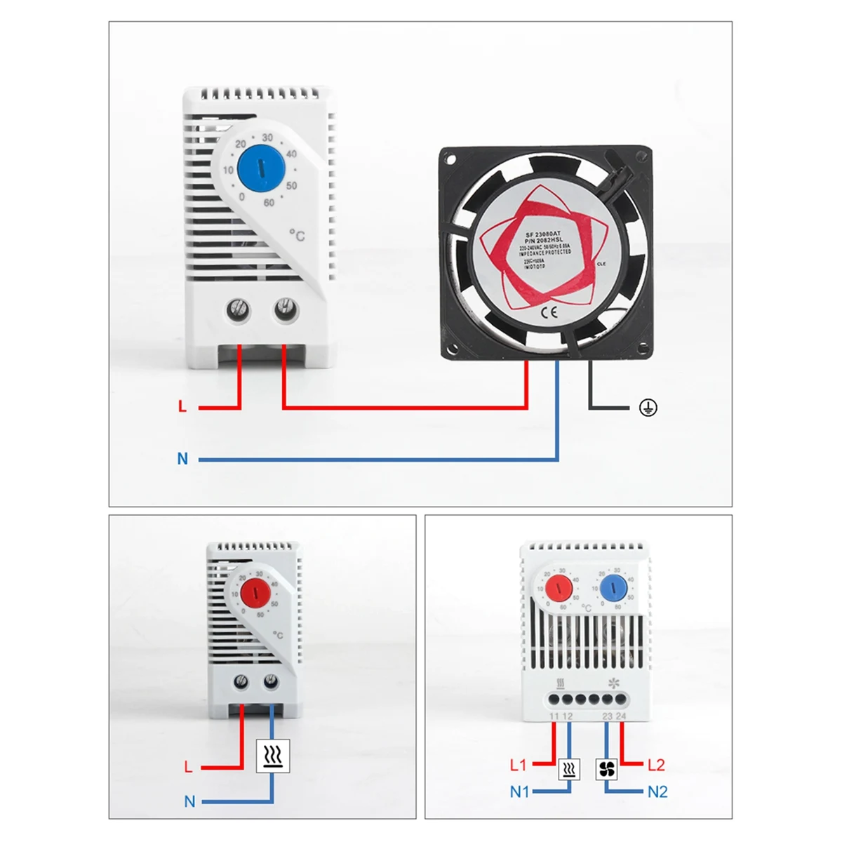 Controlador de temperatura mecânico compacto do mini termostato do gabinete KTO011