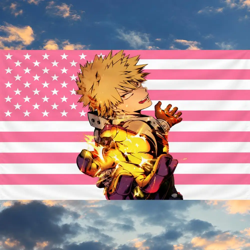Anime Katsuki Bakugo MHA Dynamight UA Flags Banner Wall Hanging Decor Personality For Party Bedroom Outdoor Hogar Bedside