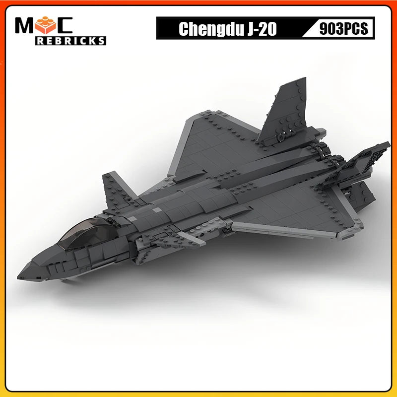 

MOC Air Superiority Fighter Chengdu J-20 Military Combat Aircraft Technology Building Blocks Airplane Toys Sets Kid's Xmas Gifts