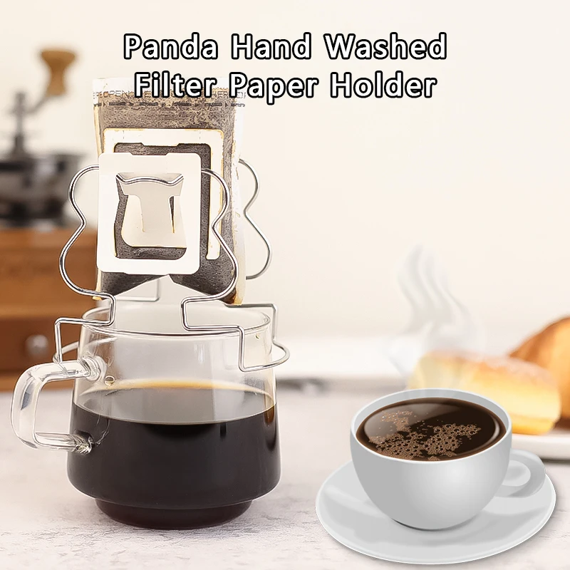 Japanese style coffee holder with ear hook Filter paper bag holder Stainless steel bag holder with ear hook Support Hand brewed