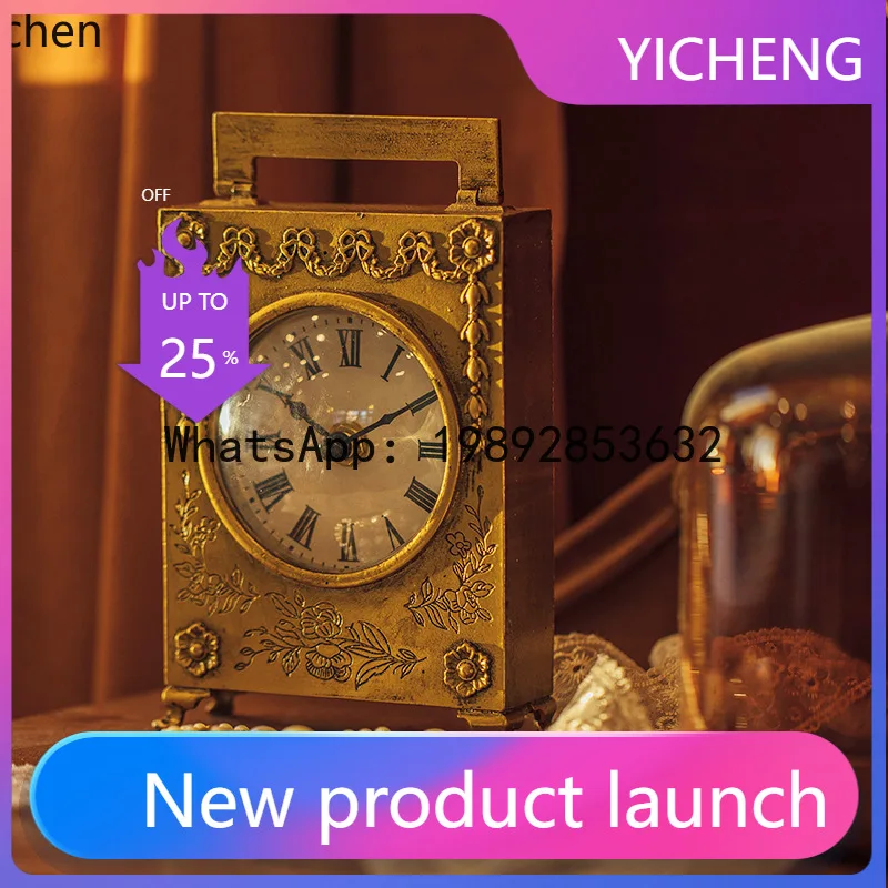 WW20 Light Luxury Handmade Table Clock with Bowknot Design for Desktop Decoration