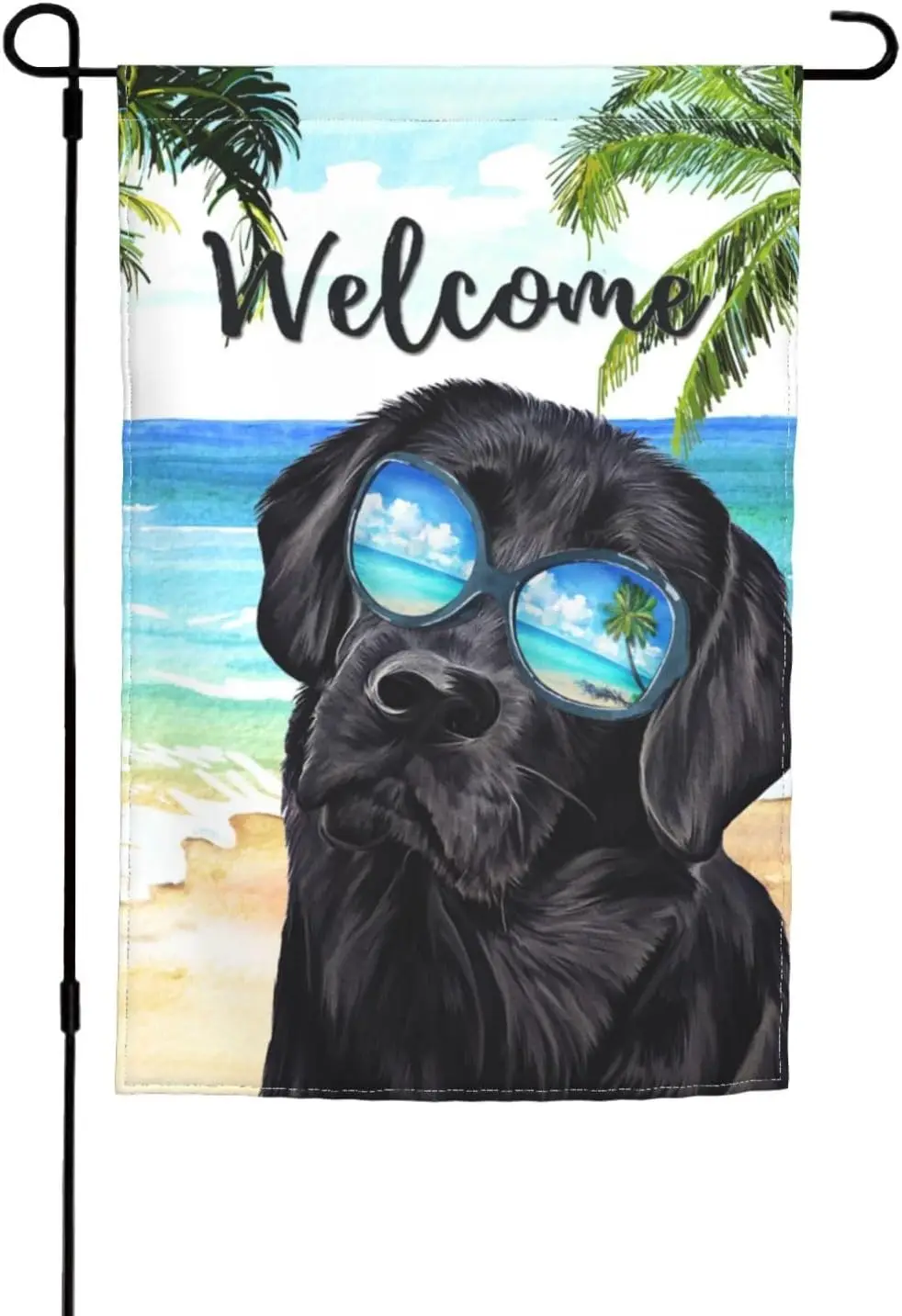 Beach Tropical Summer Black Labrador Lab Dog Retriever Labrador Garden Flag 12x18 Inch Double Sided Vertical Decoration Yard Sma