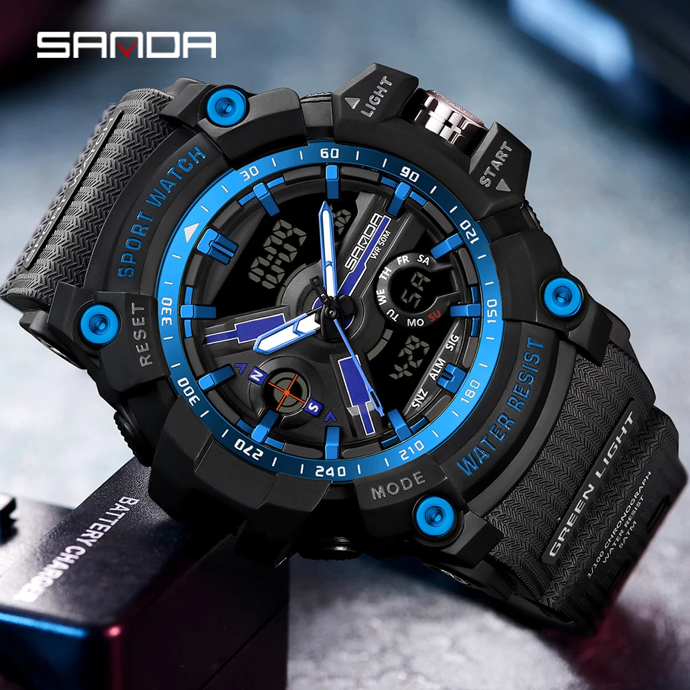 

SANDA New Military Shock Watches G-Style Clock For Men Boy Quartz Analog Wristwatch Waterproof Sport Watch Men LED Digital Watch