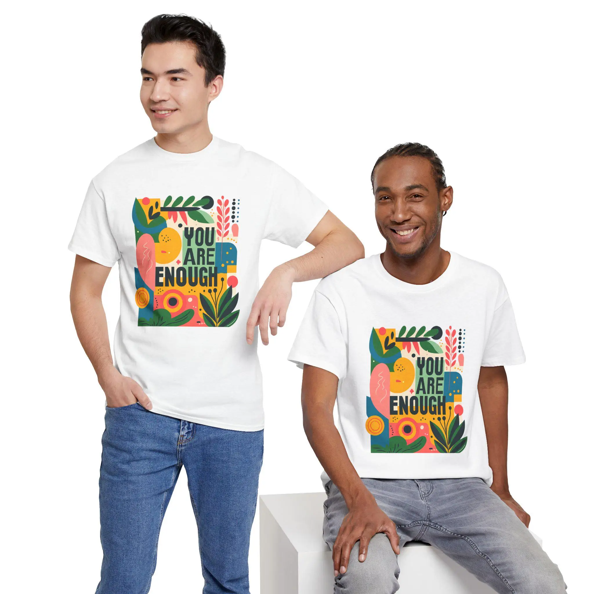 T-shirts d'été pour hommes de haute qualité, motif floral inspirant « You Are Enough », tee-shirt d'affirmation positive pour la santé mentale, cadeau
