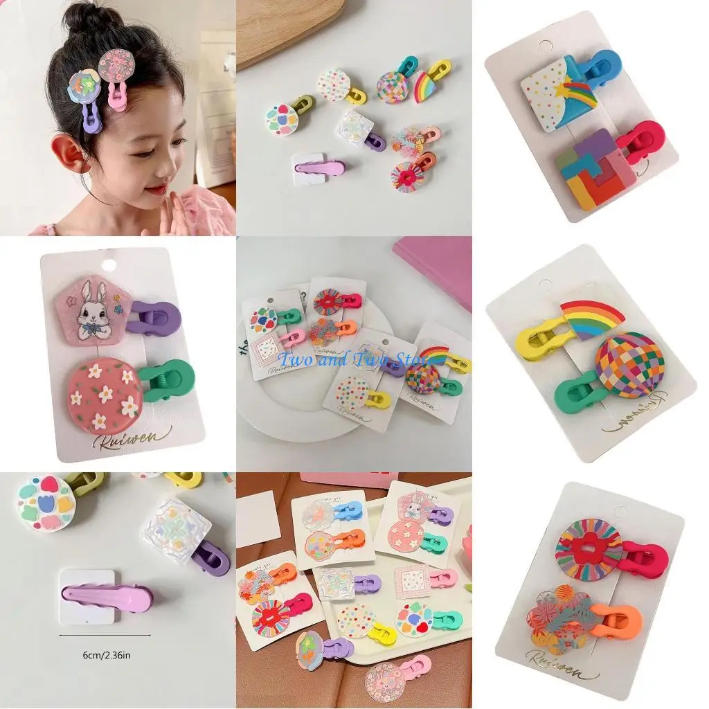 

HX6F Summer Sweet Girls Hair Clip Candy Color Hair Barrettes for Casual Bangs Wear