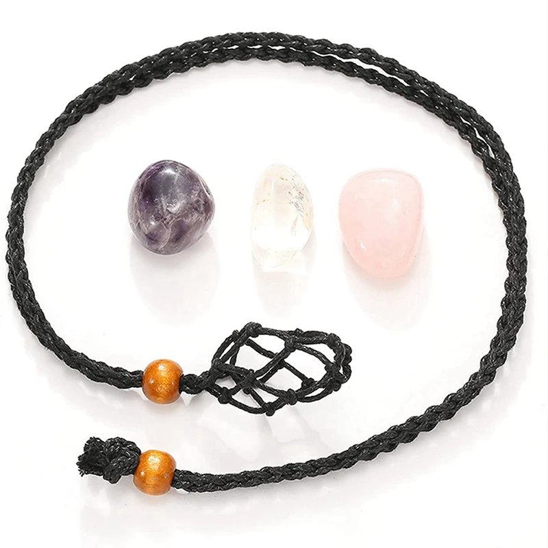 4X Necklace Cord Empty Stone Holder, Necklace Cord For Crystals, Pendant Stone Holder Adjustable Necklace Holder Pendant image 4