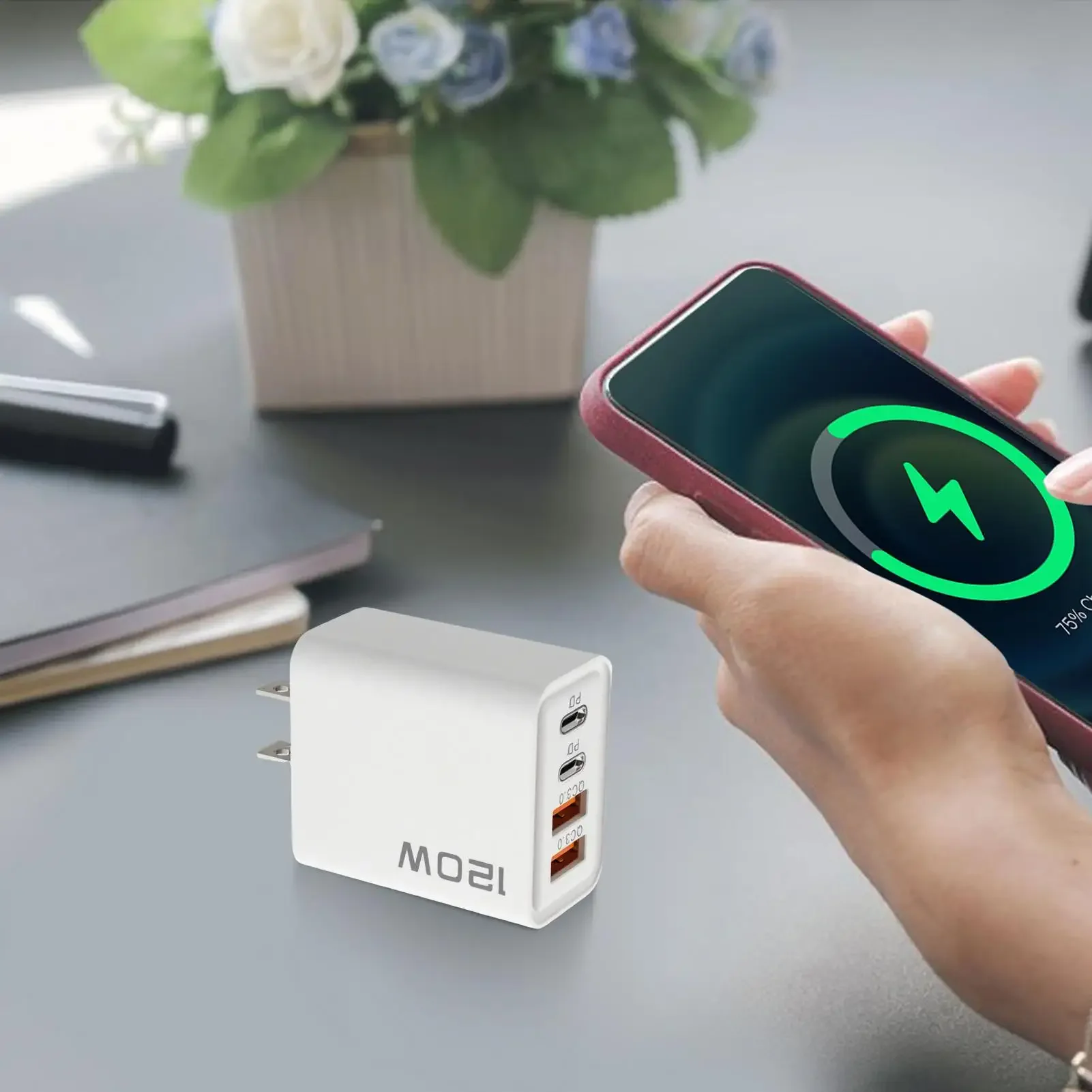 Xiaomi 120 W PD 4 Ports USB C Ladegerät Schnellladung Typ C USB Handy Ladegerät Schnellladeadapter für Samsung iPhone Huawei – Detail 3