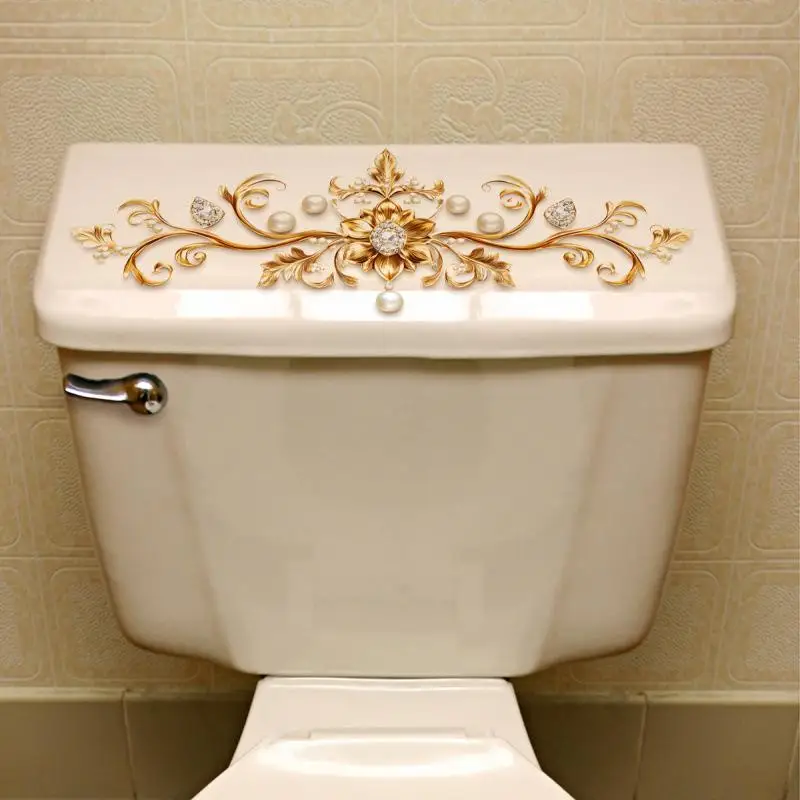1PC New Gold Pattern Diamond Crown Bathroom Toilet Sticker Toilet Bucket Decorative Stickers Beautify