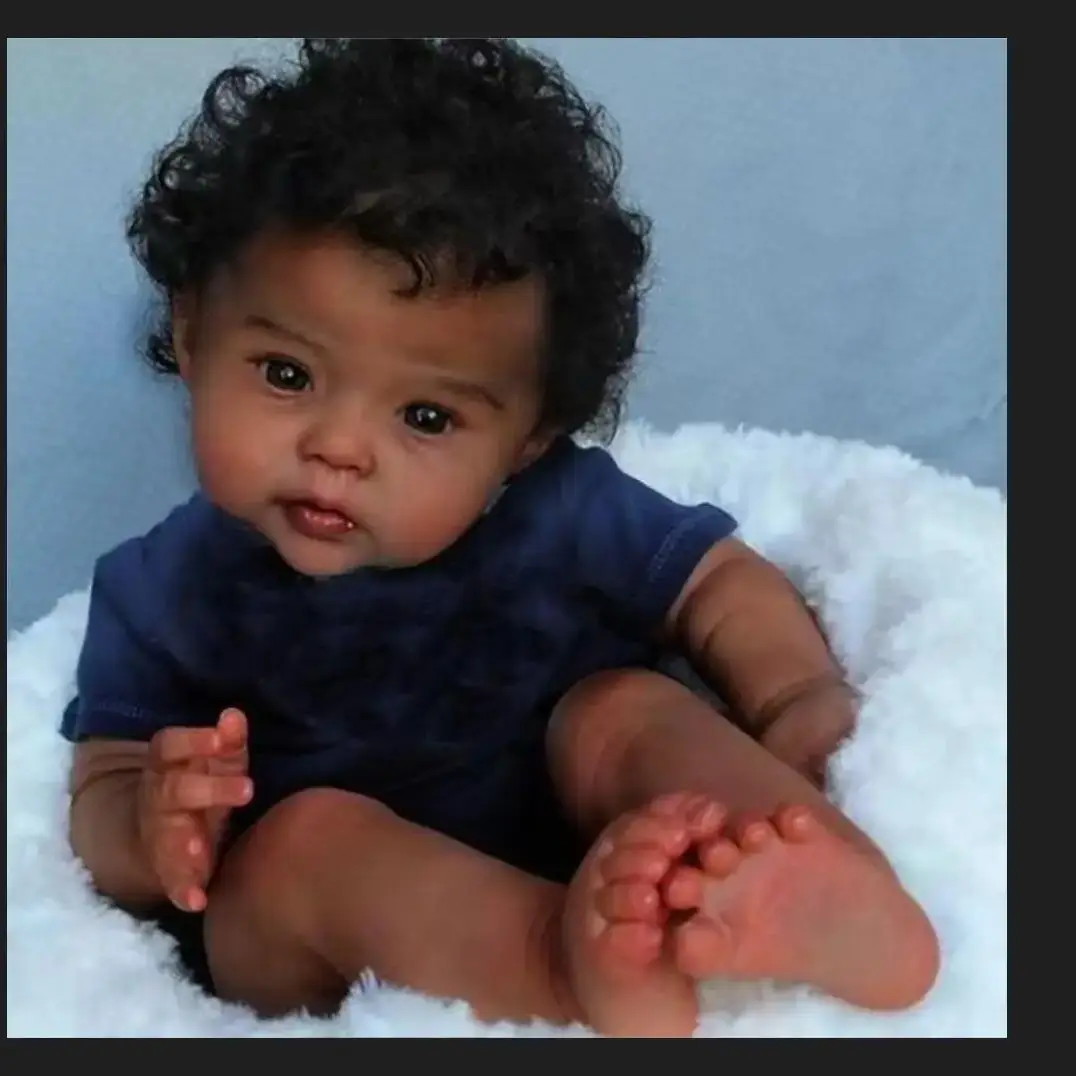 20inch Already Painted Finished Reborn Doll Black Raven Lifelike Soft Touch Baby Doll 3D Skin Visible Veins