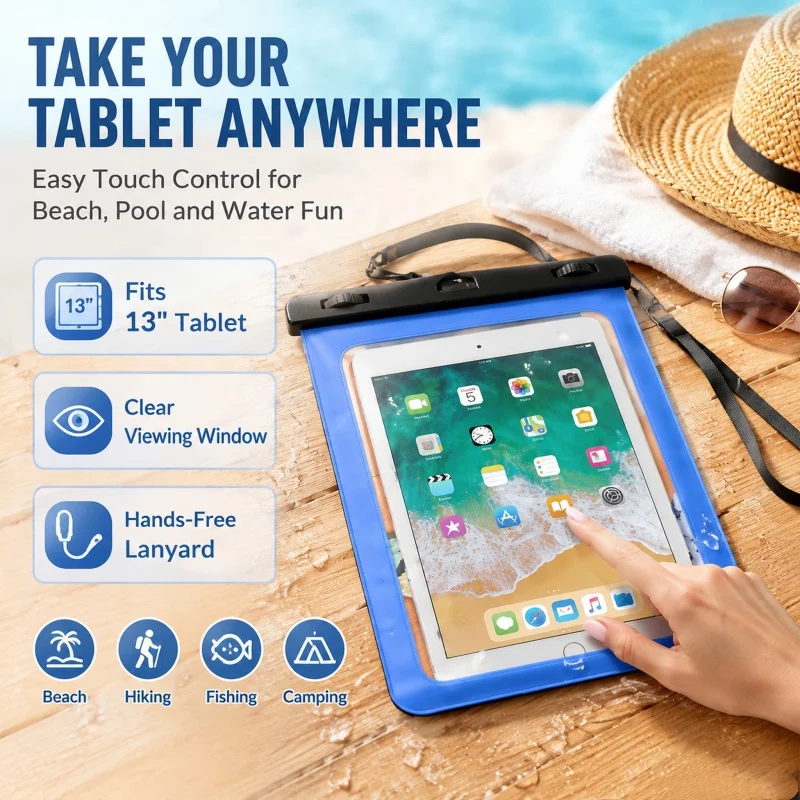 13 Inch IPad Waterproof Sealed Storage Pouch Portable Tablet Dry Bag For Beach Travel Drift Swimming Kayak Outdoor Water Sports