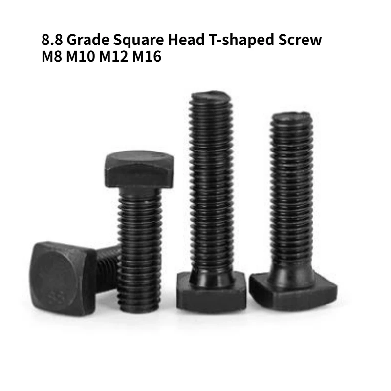 1-10pcs 8.8 Grade High-strength T-shaped Square Head Screw M8 M10 M12 M16 M18 M20 Square Punch Press Mold Pressing Plate Bolt