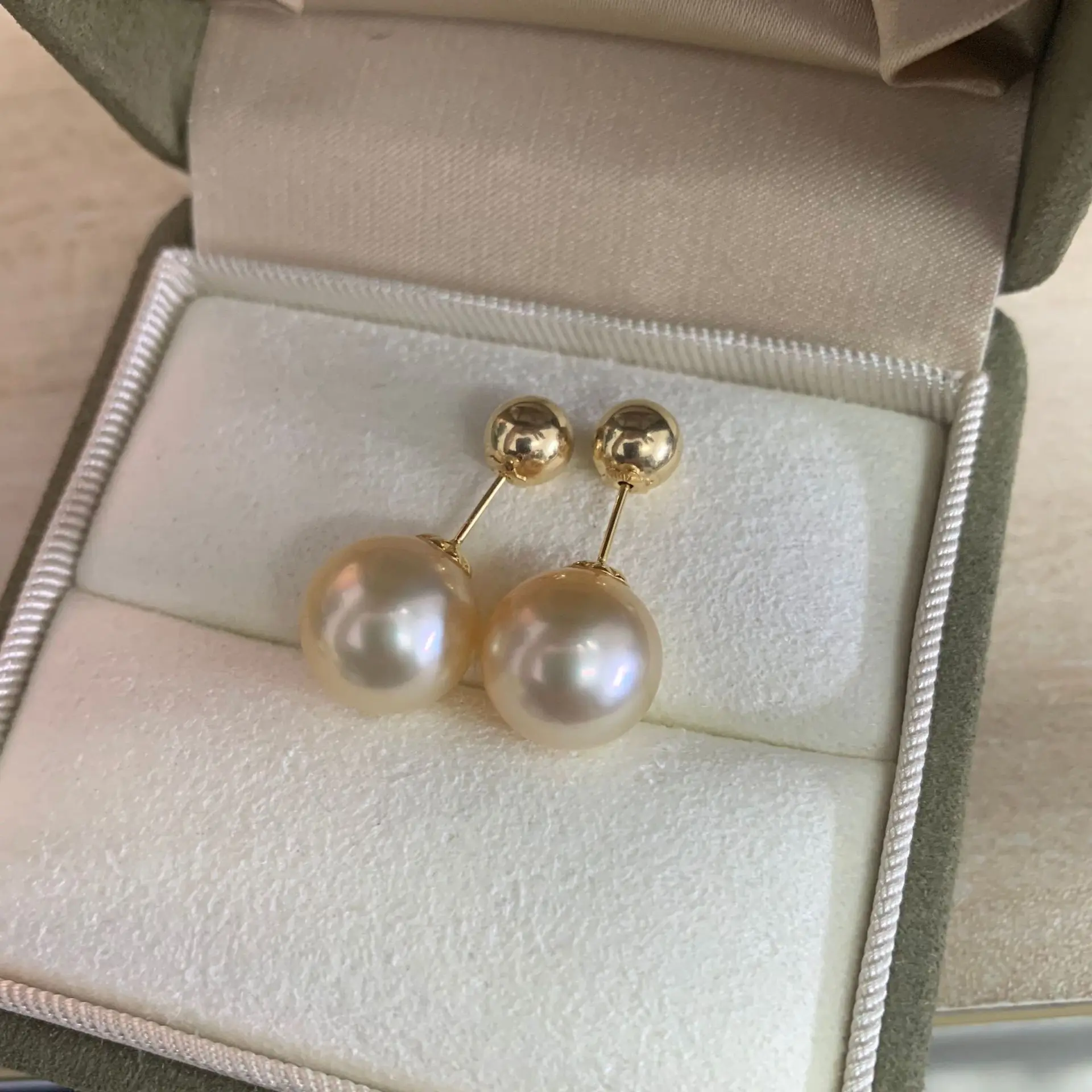 N Dry Rose Gold Bead Earrings Are Cost-effective, 11~12mm Perfect Round Slightly Flawed With 18k Gold Bean Bean Double Beads