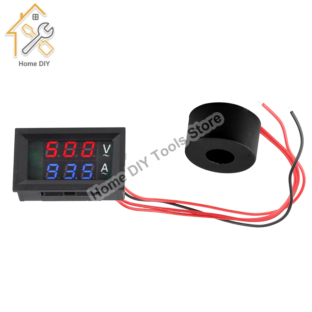 AC 50-500V Numérique LCD Voltmètre Ampèremètre 10A 50A 100A 220V Testeur de Courant de Tension Détecteur de Transformateur de Courant